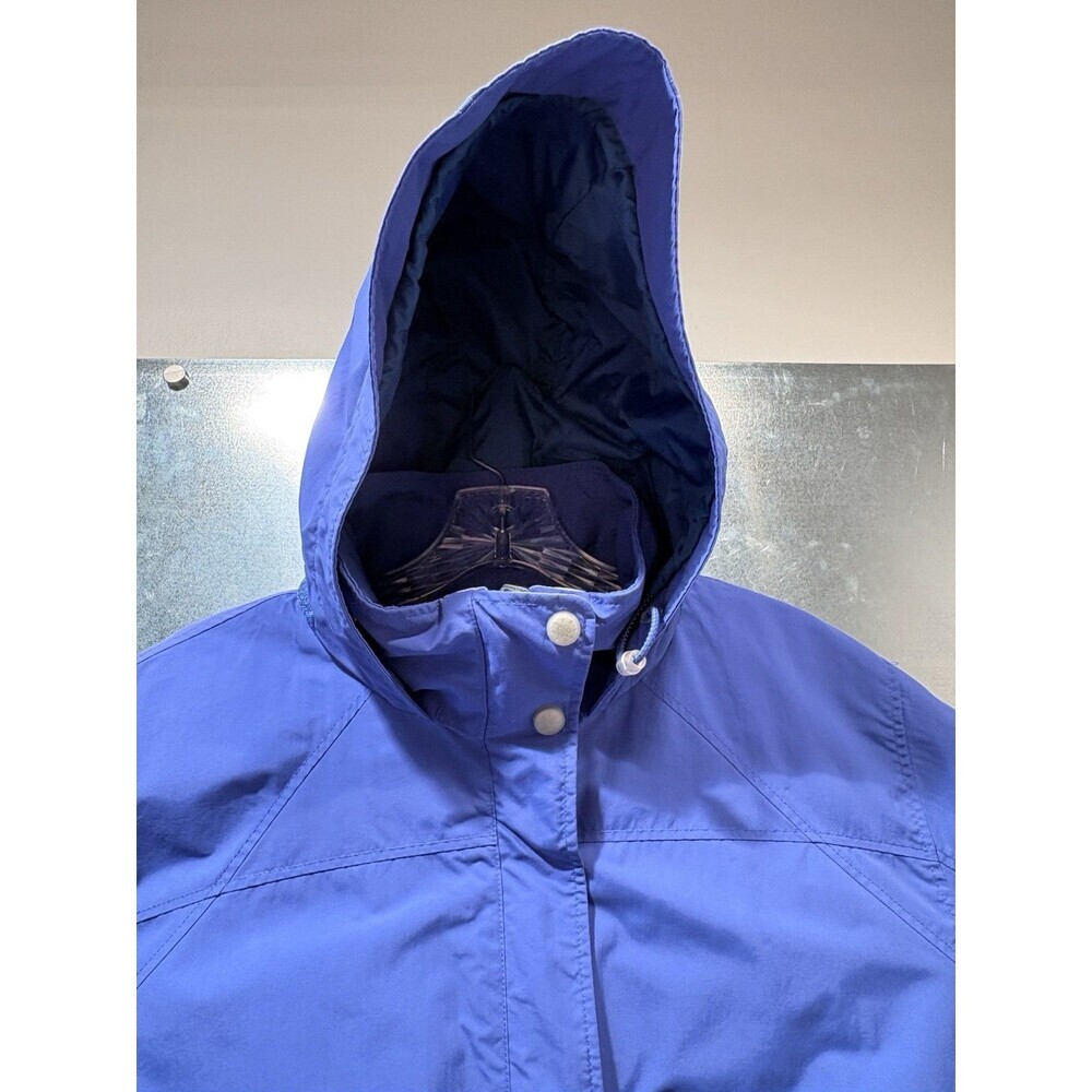 LL Bean 3 in 1 Jacket Women's Blue Windbreaker Hid-a-Hood Rain Jacket L-REG - Picture 10 of 16